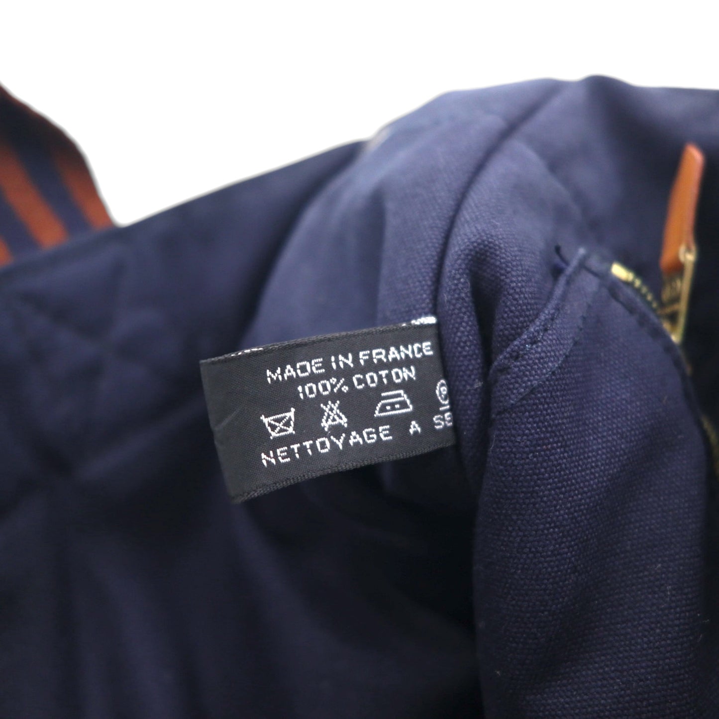 HERMES フールトゥ PM トートバッグ ハンドバッグ ネイビー キャンバス フランス製