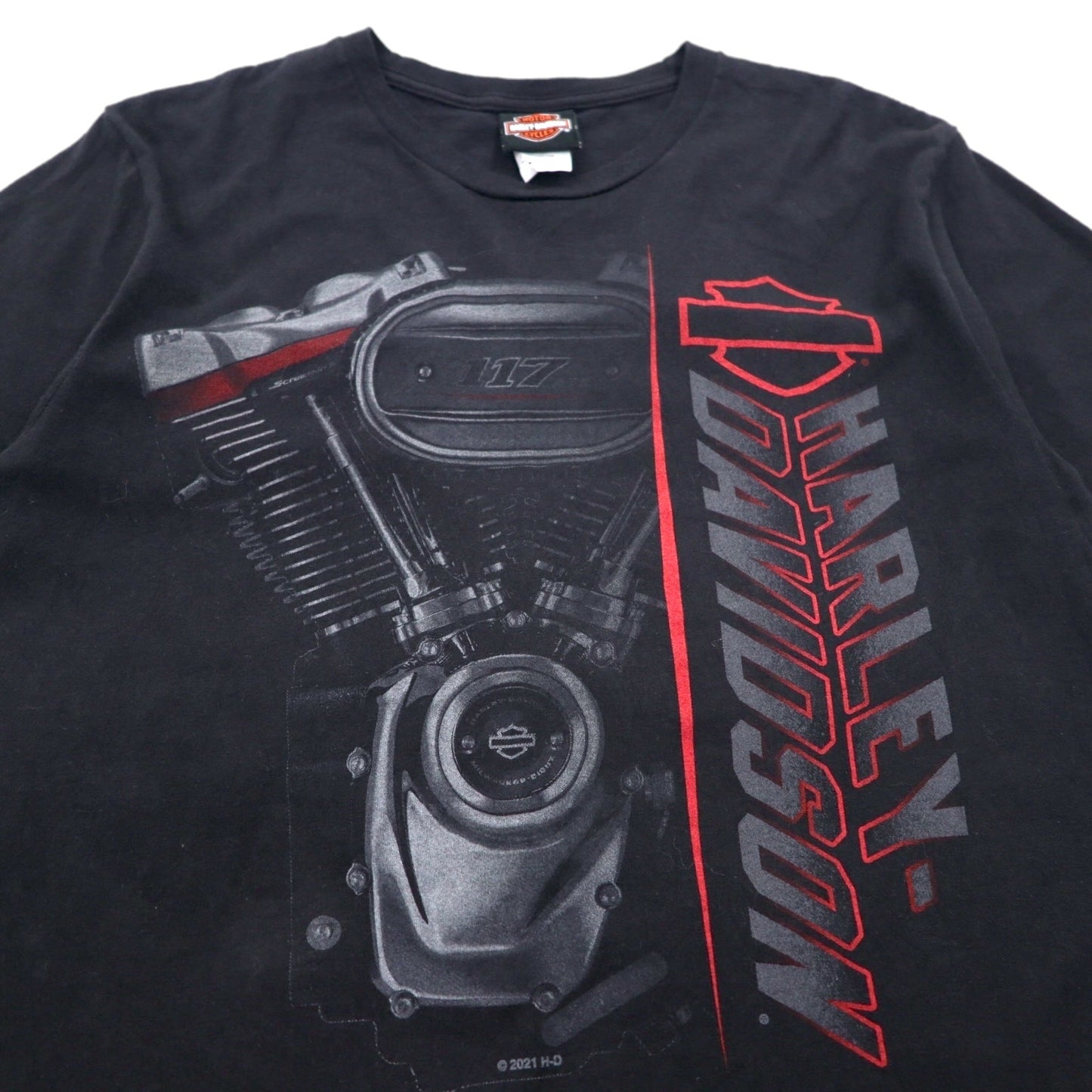 HARLEY DAVIDSON Double-sided Print T-shirt M Black Cotton MISSISSIPPI