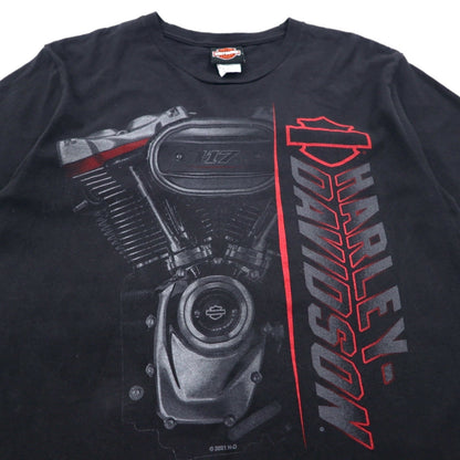 HARLEY DAVIDSON Double-sided Print T-shirt M Black Cotton MISSISSIPPI