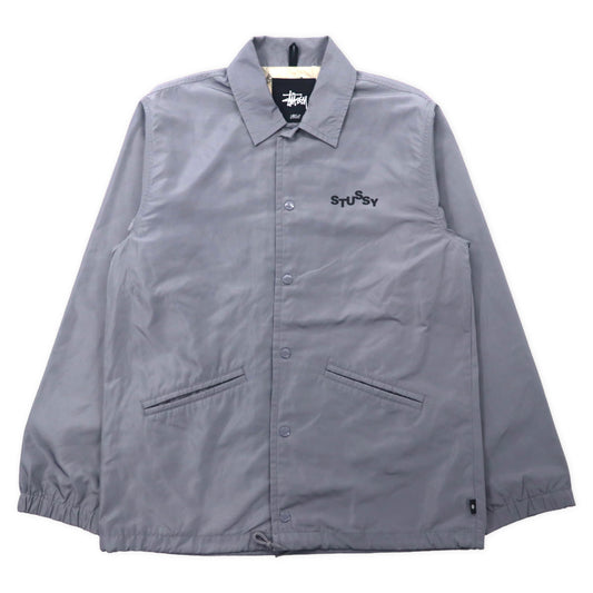 stussy コーチジャケット L グレー ナイロン バックプリント BUILD-N-DESTROY ビッグサイズ