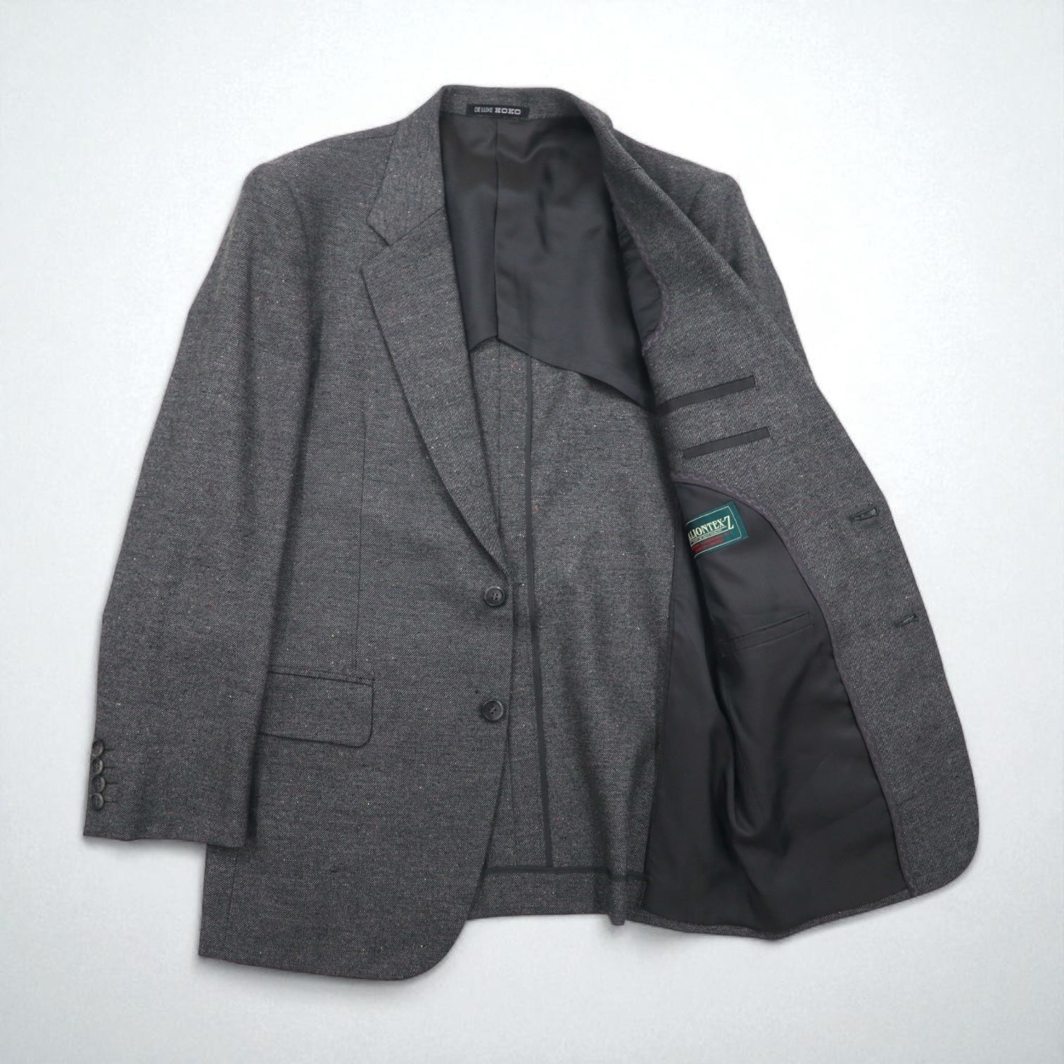 80s Japan Vintage 2-Piece Suit HOKO 80s Made in Japan Suit Set, Size L, Gray Wool
