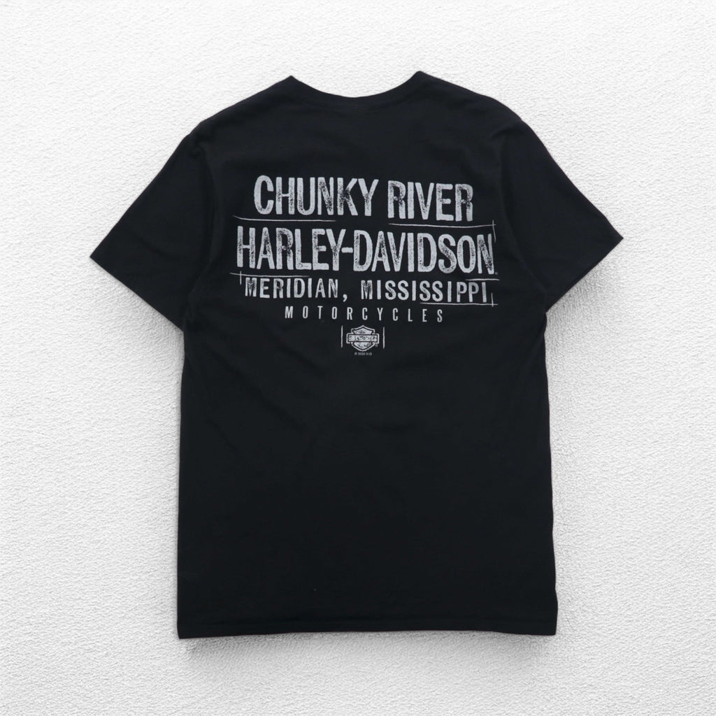 HARLEY DAVIDSON 両面プリント Tシャツ M ブラック コットン MISSISSIPPI