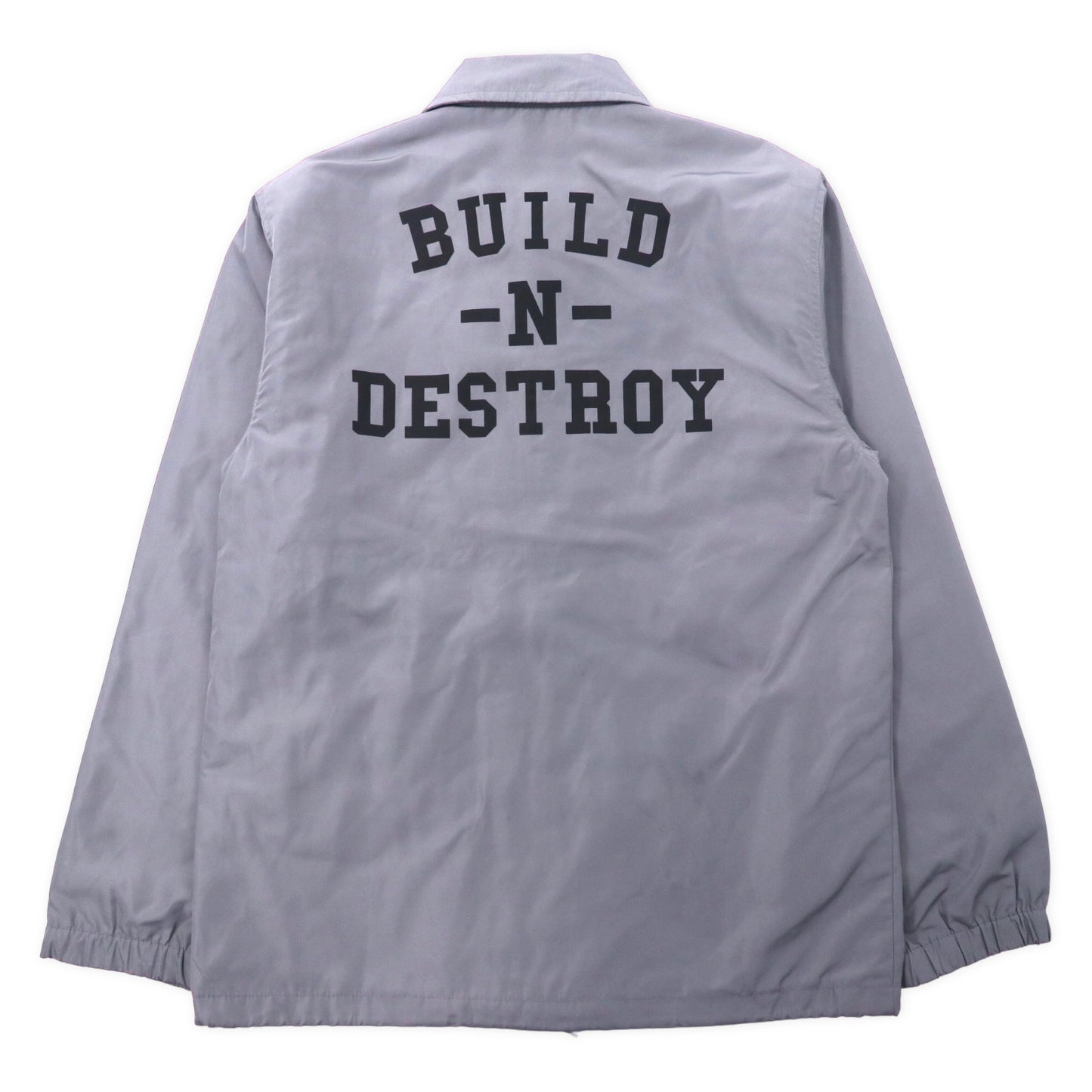 stussy コーチジャケット L グレー ナイロン バックプリント BUILD-N 