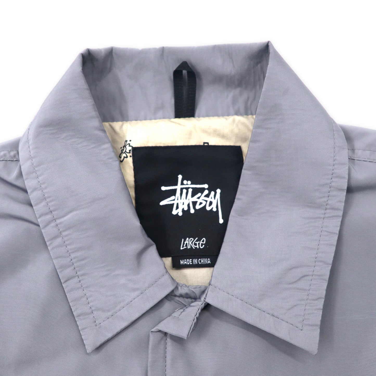 stussy コーチジャケット L グレー ナイロン バックプリント BUILD-N