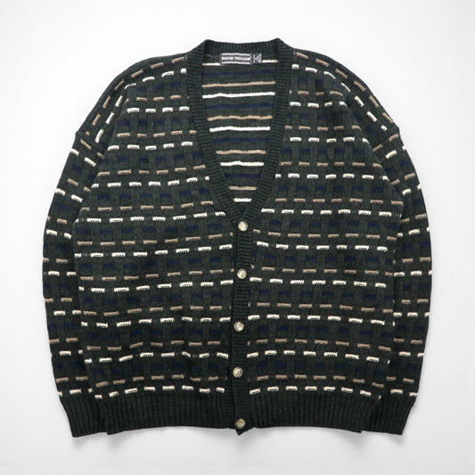 90s USA Vintage Cardigan Vネック アクリル ニット カーディガン XL マルチカラー DAVID TAYLOR90年代 USA製