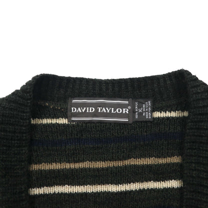 90s USA Vintage Cardigan Vネック アクリル ニット カーディガン XL マルチカラー DAVID TAYLOR90年代 USA製