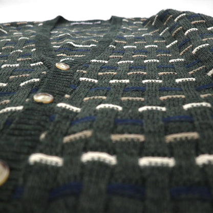 90s USA Vintage Cardigan Vネック アクリル ニット カーディガン XL マルチカラー DAVID TAYLOR90年代 USA製