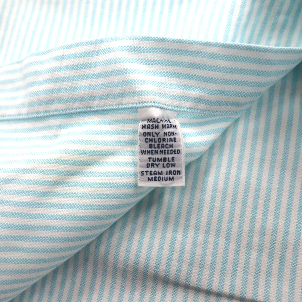 Ralph Lauren 90s Classic Fit Short Sleeve Oxford Button Down Shirt XL White Blue Stripes Small Pony Embroidery