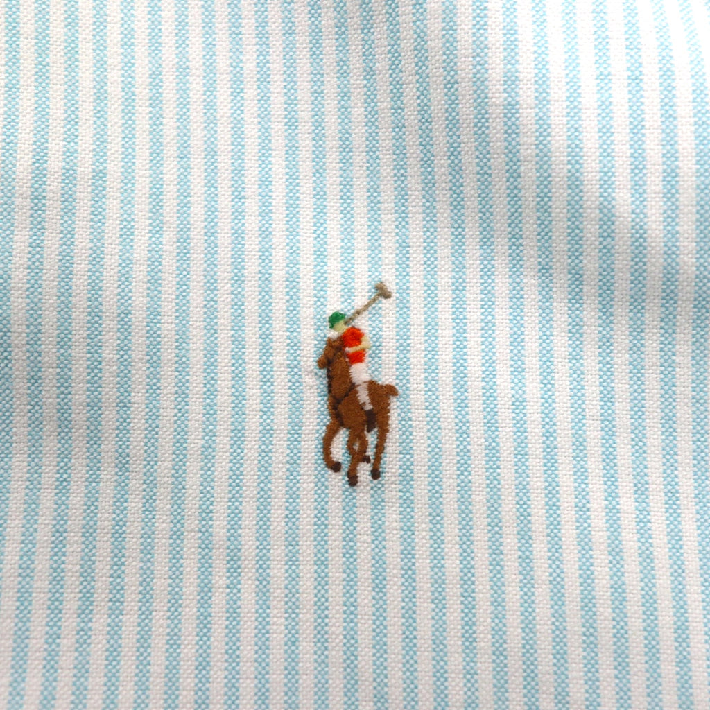 Ralph Lauren 90s Classic Fit Short Sleeve Oxford Button Down Shirt XL White Blue Stripes Small Pony Embroidery