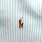 Ralph Lauren 90s Classic Fit Short Sleeve Oxford Button Down Shirt XL White Blue Stripes Small Pony Embroidery
