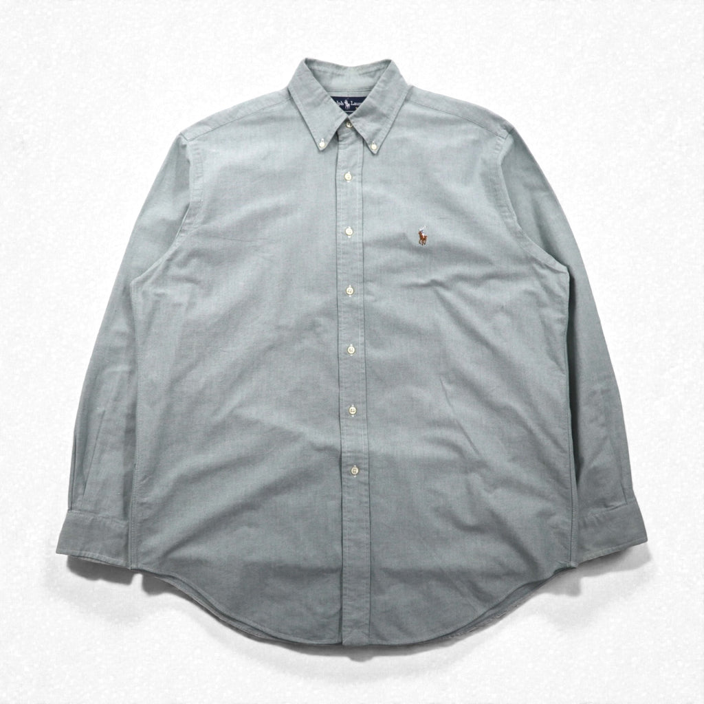 Ralph Lauren 90年代 オックスフォード ボタンダウン シャツ XL グリーン YARMOUTH スモールポニー刺繡