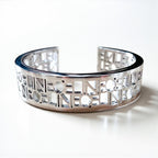 CELINE バングル カフ ブレスレット シルバー メタル カットアウトロゴ 透かし