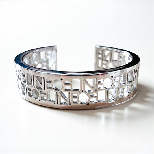 CELINE バングル カフ ブレスレット シルバー メタル カットアウトロゴ 透かし