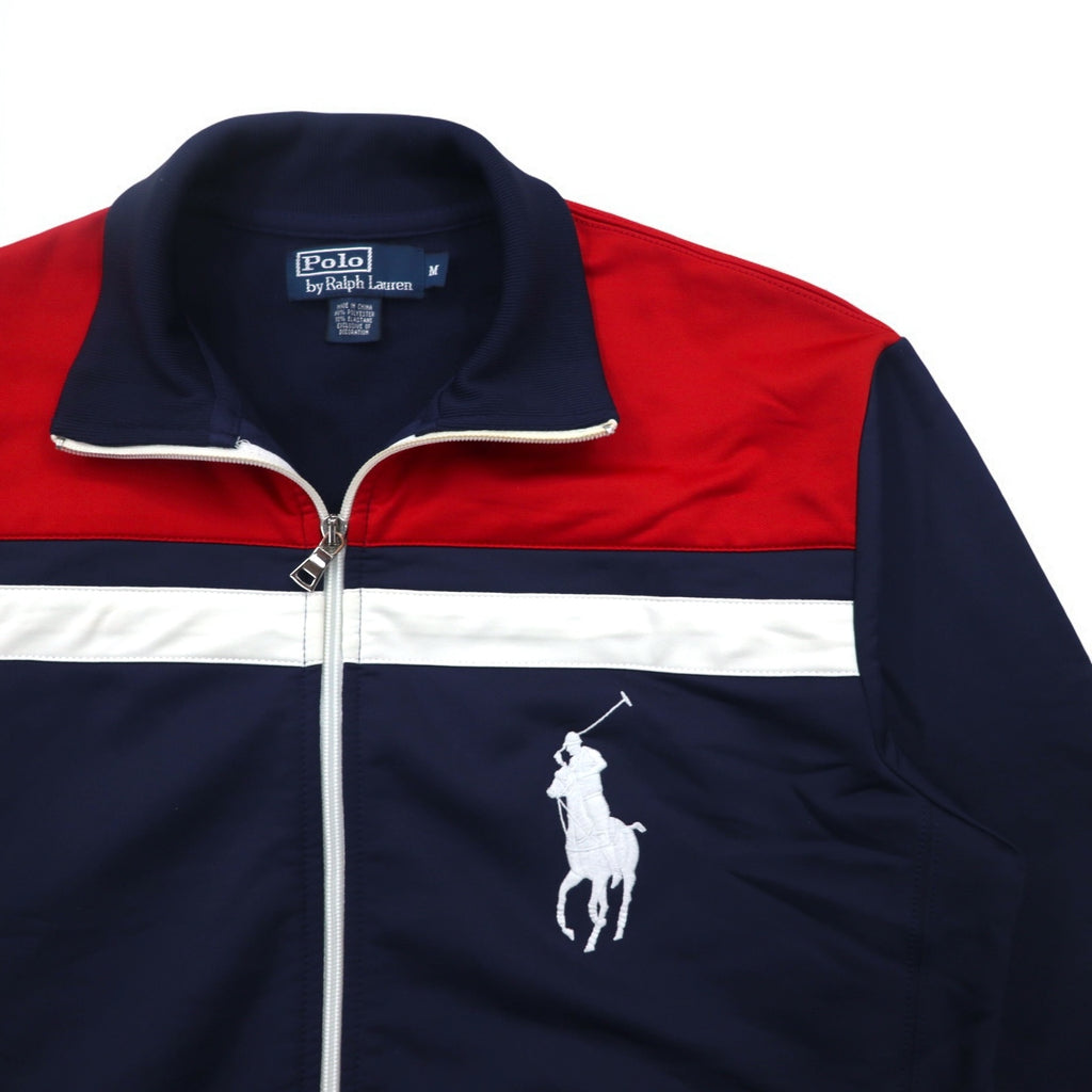 Polo by Ralph Lauren Big Pony Track Jacket Jersey M Navy Tricolor Double Zip