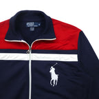 Polo by Ralph Lauren Big Pony Track Jacket Jersey M Navy Tricolor Double Zip