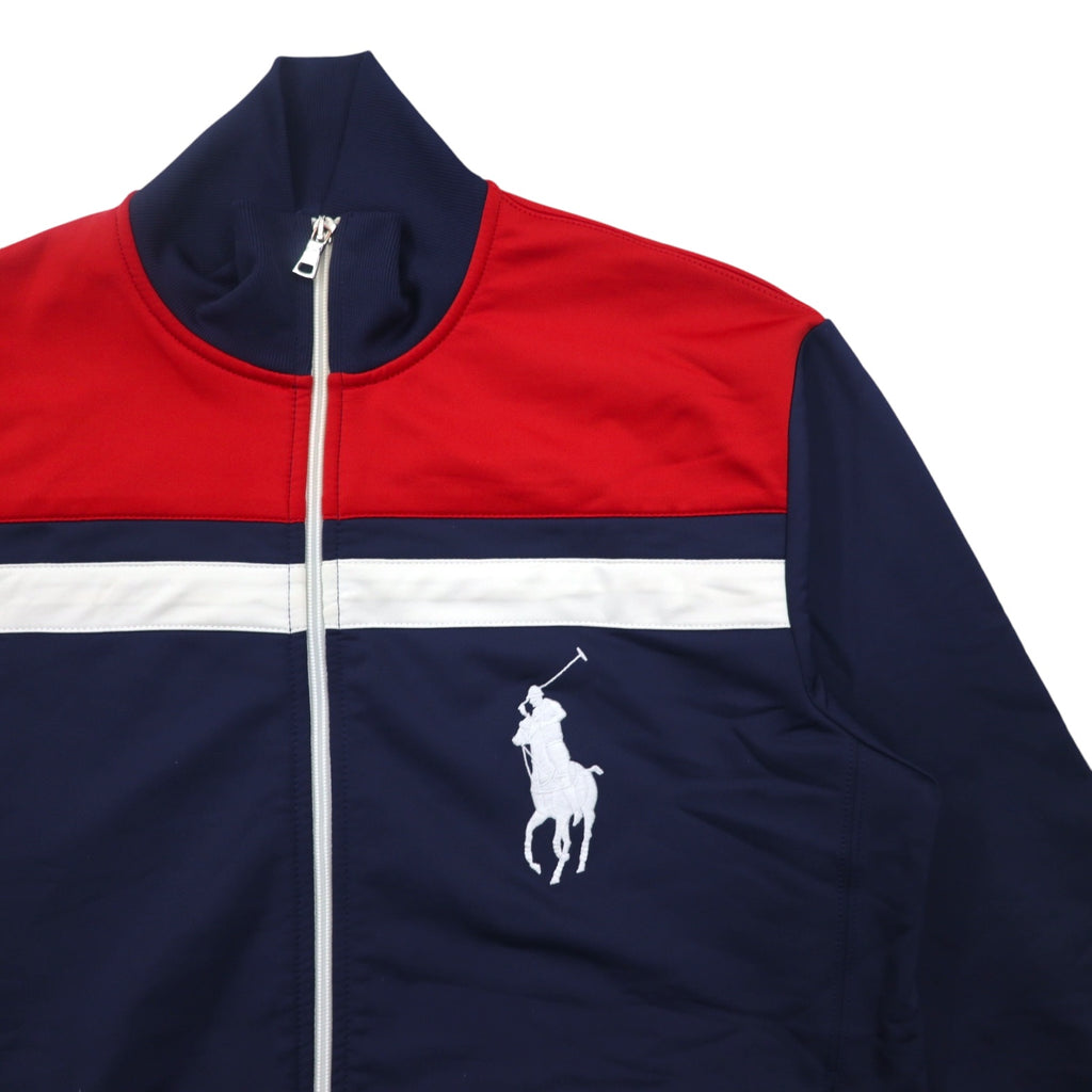 Polo by Ralph Lauren Big Pony Track Jacket Jersey M Navy Tricolor Double Zip