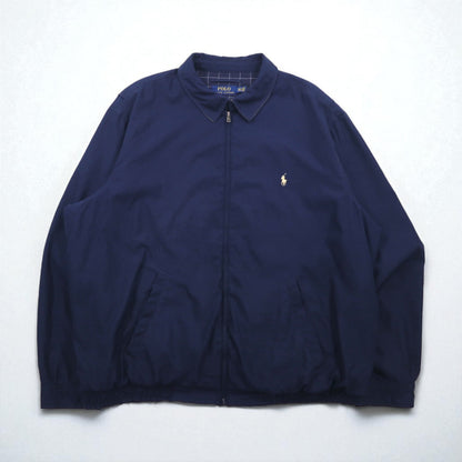 Polo Ralph Lauren スウィングトップ ハリントンジャケット 2XL ネイビー 裏地 チェック スモールポニー刺繍 チンストラップ ビッグサイズ