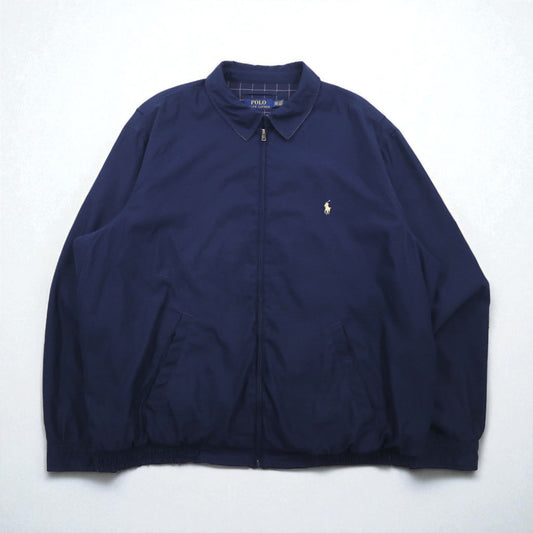 Polo Ralph Lauren スウィングトップ ハリントンジャケット 2XL ネイビー 裏地 チェック スモールポニー刺繍 チンストラップ ビッグサイズ