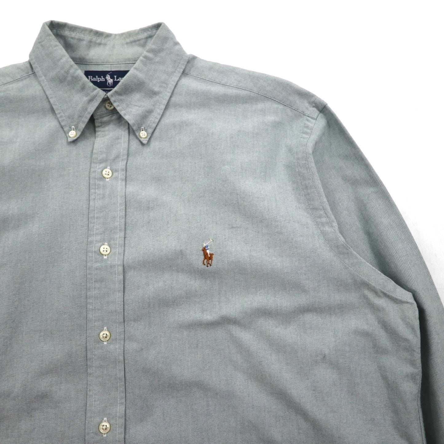 Ralph Lauren 90年代 オックスフォード ボタンダウン シャツ XL グリーン YARMOUTH スモールポニー刺繡