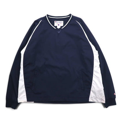 Champion 90年代 リブライン ピステ プルオーバー ナイロンジャケット XL ネイビー ナイロン