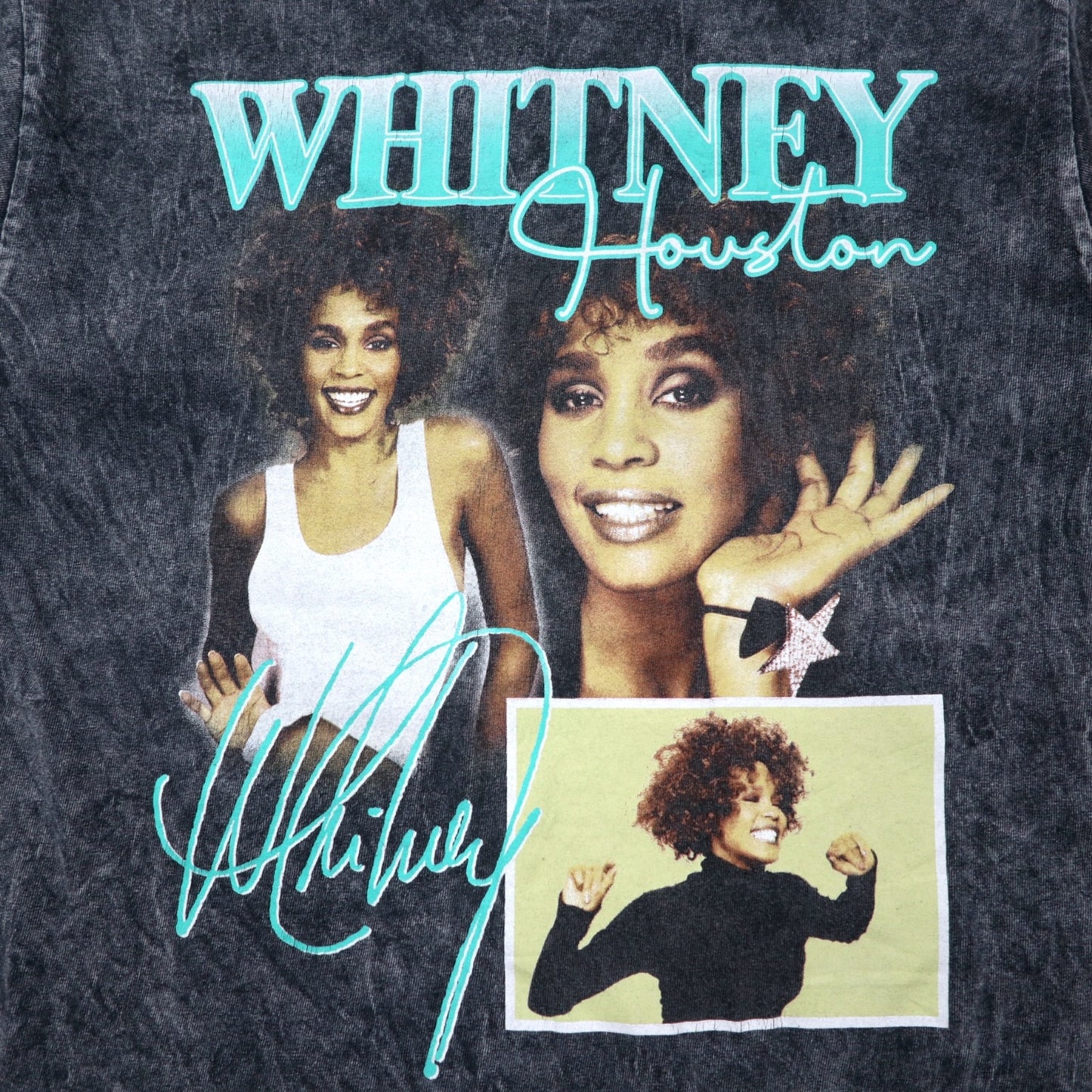 Whitney Houston ホイットニー ヒューストン ミュージック Tシャツ M グレー コットン ブリーチ