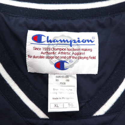 Champion 90年代 リブライン ピステ プルオーバー ナイロンジャケット XL ネイビー ナイロン