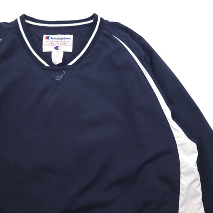 Champion 90年代 リブライン ピステ プルオーバー ナイロンジャケット XL ネイビー ナイロン