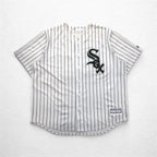 Majestic ベースボールシャツ 2XL ホワイト ストライプ MLB RED SOX ナンバリング COOL BASE