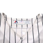 Majestic ベースボールシャツ 2XL ホワイト ストライプ MLB RED SOX ナンバリング COOL BASE