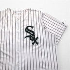 Majestic ベースボールシャツ 2XL ホワイト ストライプ MLB RED SOX ナンバリング COOL BASE
