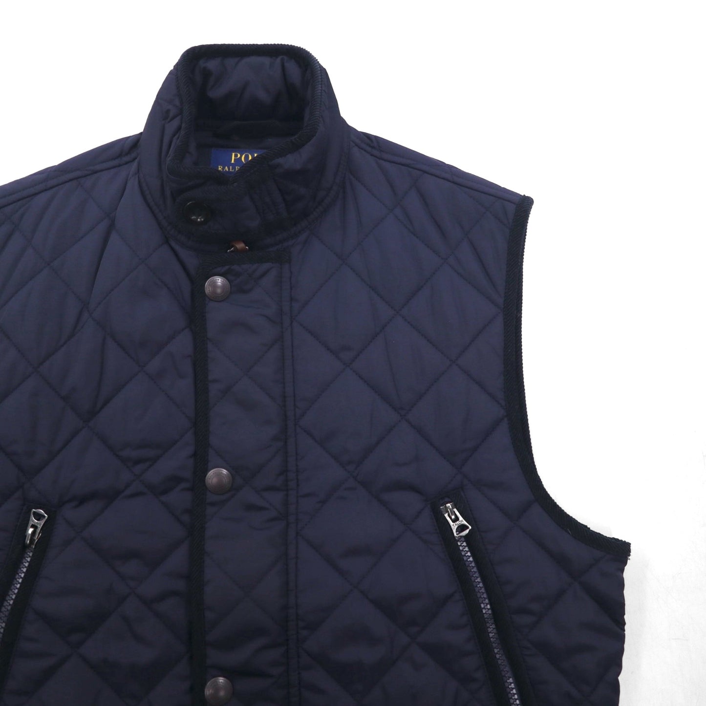 Polo Ralph Lauren ミリタリー キルティング ベスト S ネイビー 中綿 TALONジップ チンストラップ ジップアップ 比翼 スナップボタン