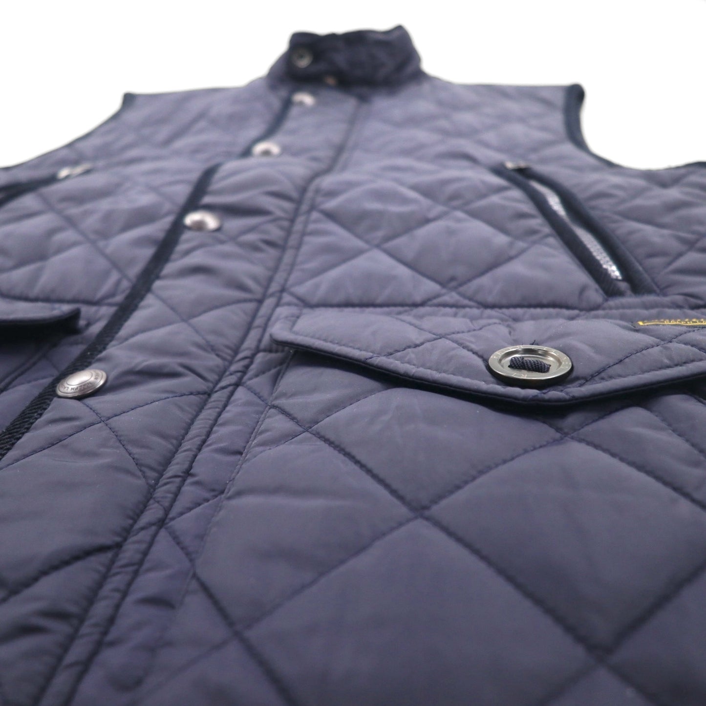 Polo Ralph Lauren ミリタリー キルティング ベスト S ネイビー 中綿 TALONジップ チンストラップ ジップアップ 比翼 スナップボタン