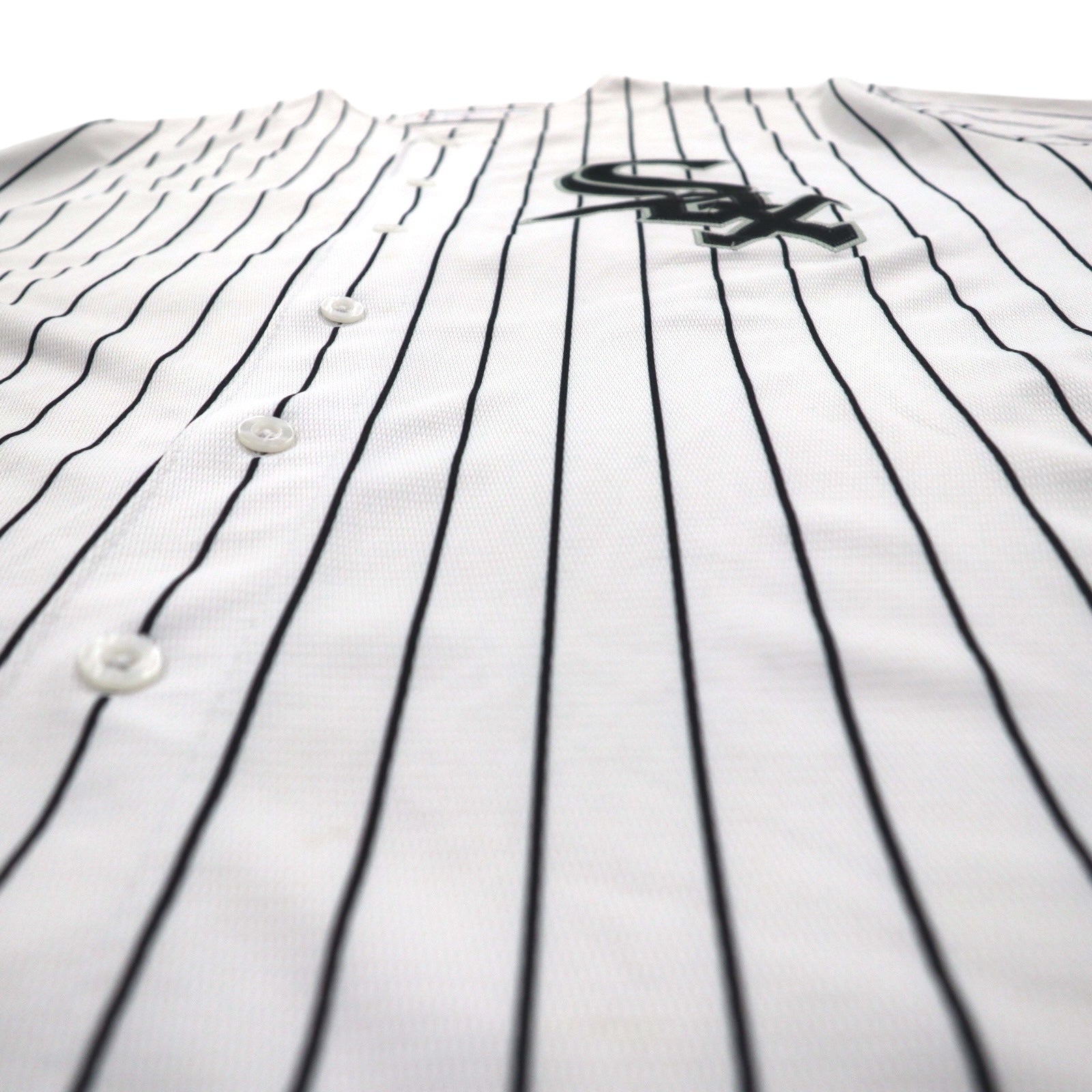 Majestic ベースボールシャツ 2XL ホワイト ストライプ MLB RED SOX ナンバリング COOL BASE