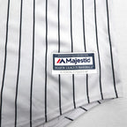 Majestic ベースボールシャツ 2XL ホワイト ストライプ MLB RED SOX ナンバリング COOL BASE