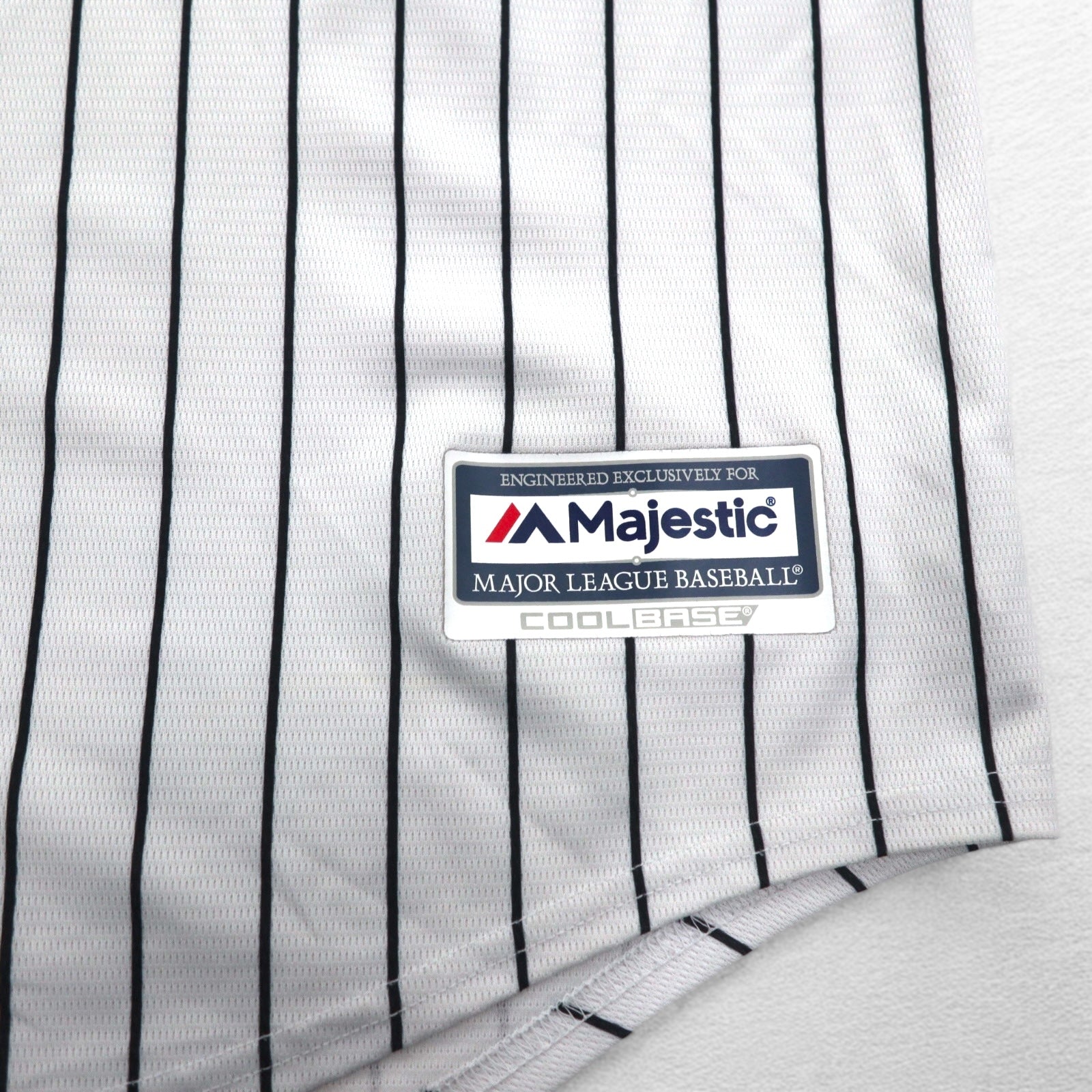 Majestic ベースボールシャツ 2XL ホワイト ストライプ MLB RED SOX ナンバリング COOL BASE