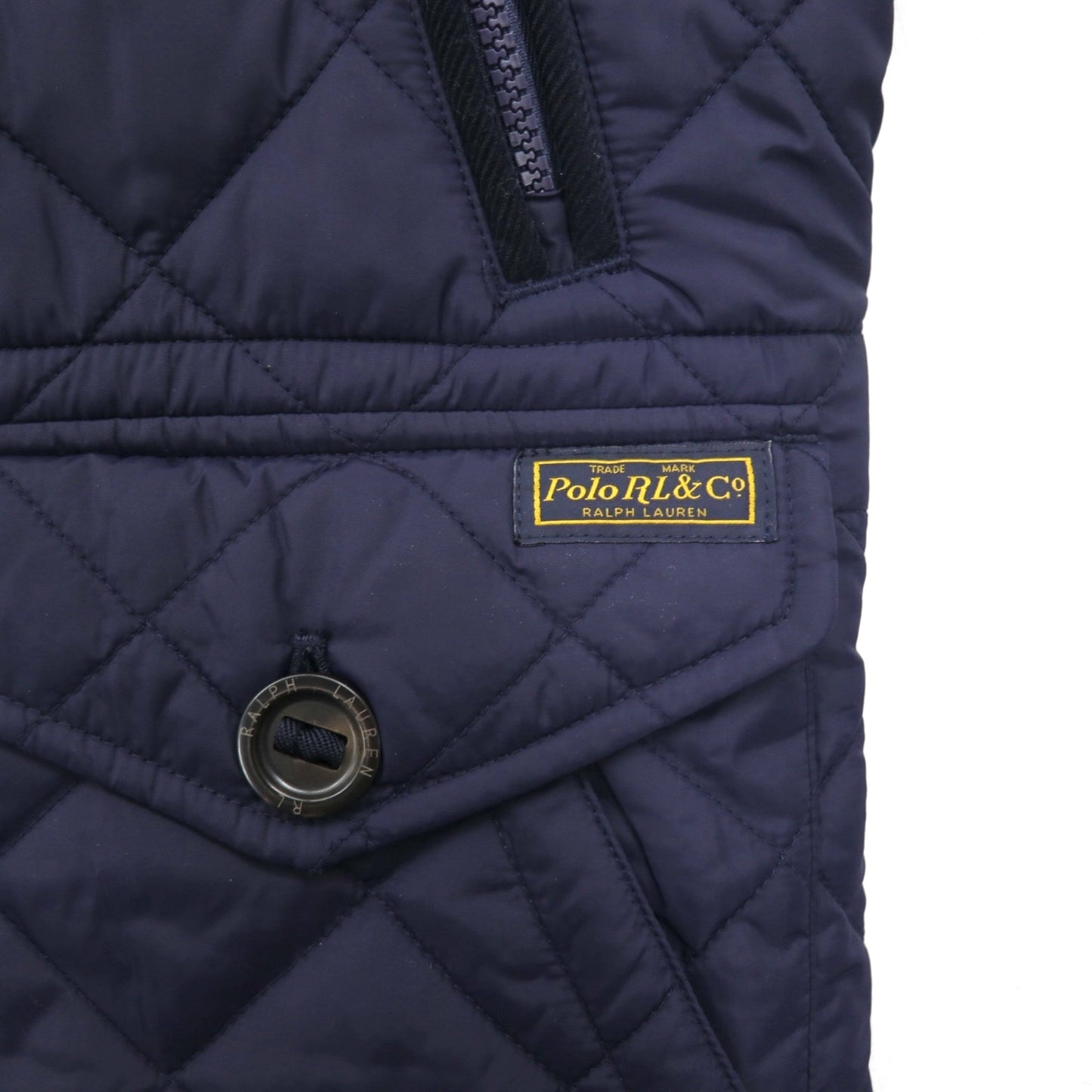 Polo Ralph Lauren ミリタリー キルティング ベスト S ネイビー 中綿 TALONジップ チンストラップ ジップアップ 比翼 スナップボタン