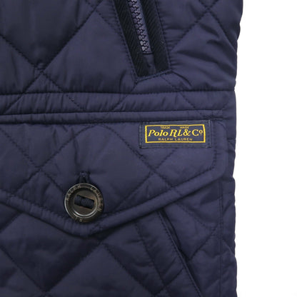 Polo Ralph Lauren ミリタリー キルティング ベスト S ネイビー 中綿 TALONジップ チンストラップ ジップアップ 比翼 スナップボタン