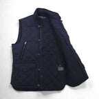 Polo Ralph Lauren ミリタリー キルティング ベスト S ネイビー 中綿 TALONジップ チンストラップ ジップアップ 比翼 スナップボタン