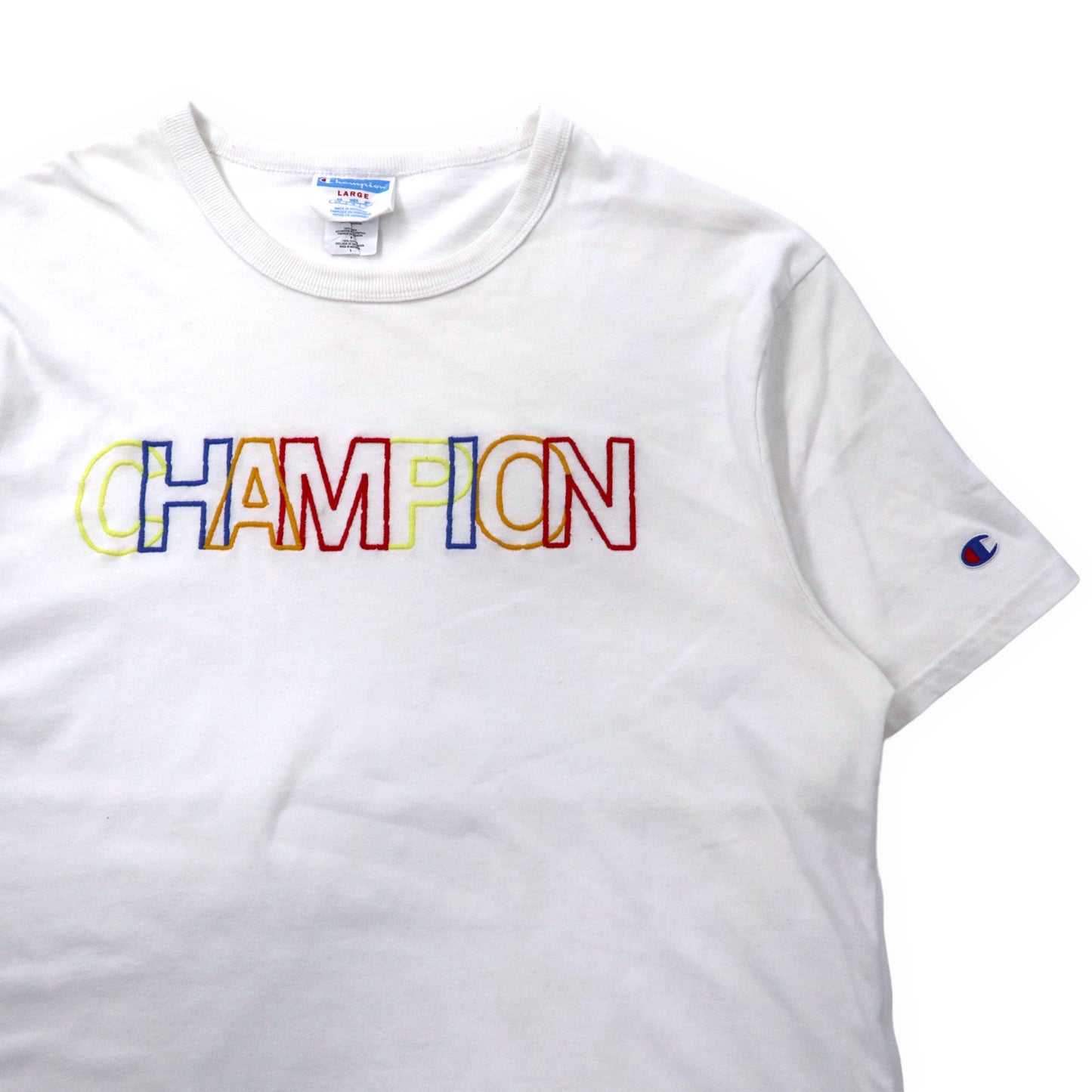 Champion 90年代 Tシャツ XL ホワイト コットン バータグ 復刻 ロゴ刺繍 ビッグサイズ