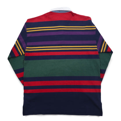 Eddie Bauer 90年代 ラガーシャツ XL マルチボーダー コットン