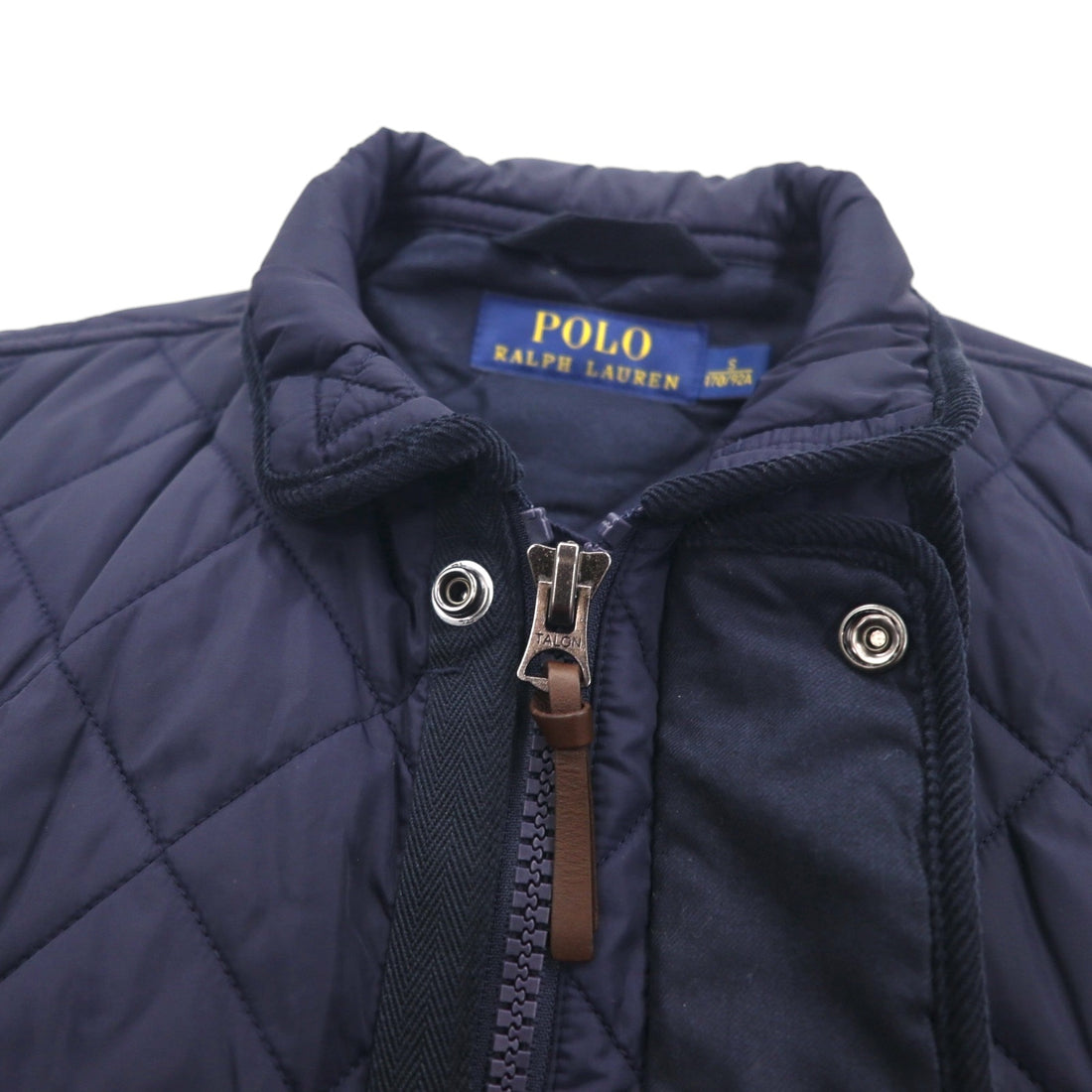 Polo Ralph Lauren ミリタリー キルティング ベスト S ネイビー 中綿 TALONジップ チンストラップ ジップアップ 比翼 スナップボタン