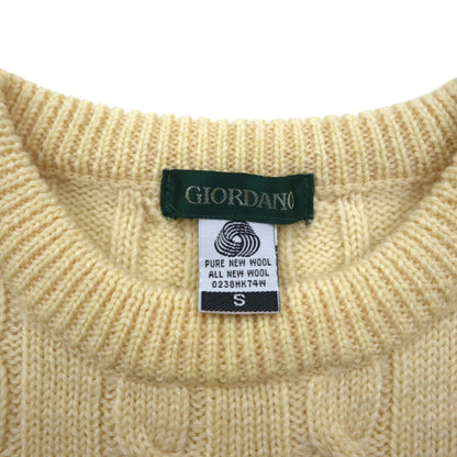 GIORDANO フィッシャーマン アラン ニット セーター S 生成り ケーブル編み ナチュラル ラムウール