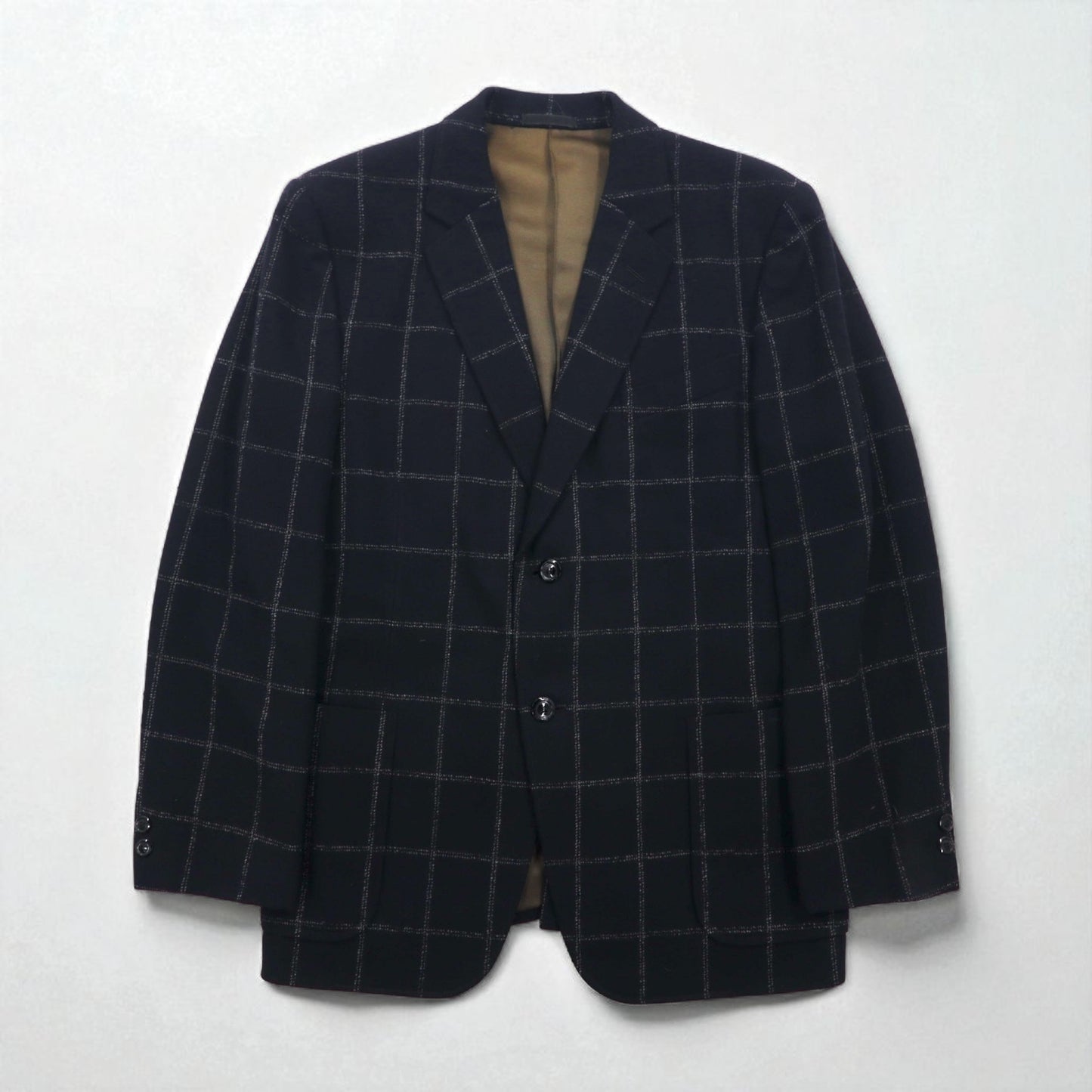 80s Japan Vintage Blazer Jacket KITAMURA 80年代 日本製 テーラードジャケット M ブラック ウール ツイード ウィンドウペンチェック