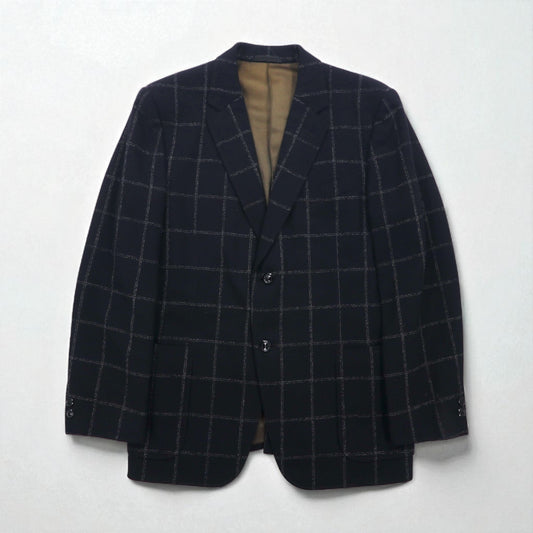 80s Japan Vintage Blazer Jacket KITAMURA 80年代 日本製 テーラードジャケット M ブラック ウール ツイード ウィンドウペンチェック