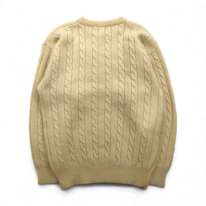 GIORDANO フィッシャーマン アラン ニット セーター S 生成り ケーブル編み ナチュラル ラムウール