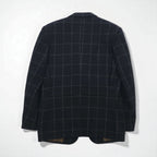 80s Japan Vintage Blazer Jacket KITAMURA 80s Made in Japan Tailored Jacket, Size M, Black Wool Tweed Windowpane Check