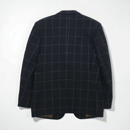 80s Japan Vintage Blazer Jacket KITAMURA 80s Made in Japan Tailored Jacket, Size M, Black Wool Tweed Windowpane Check