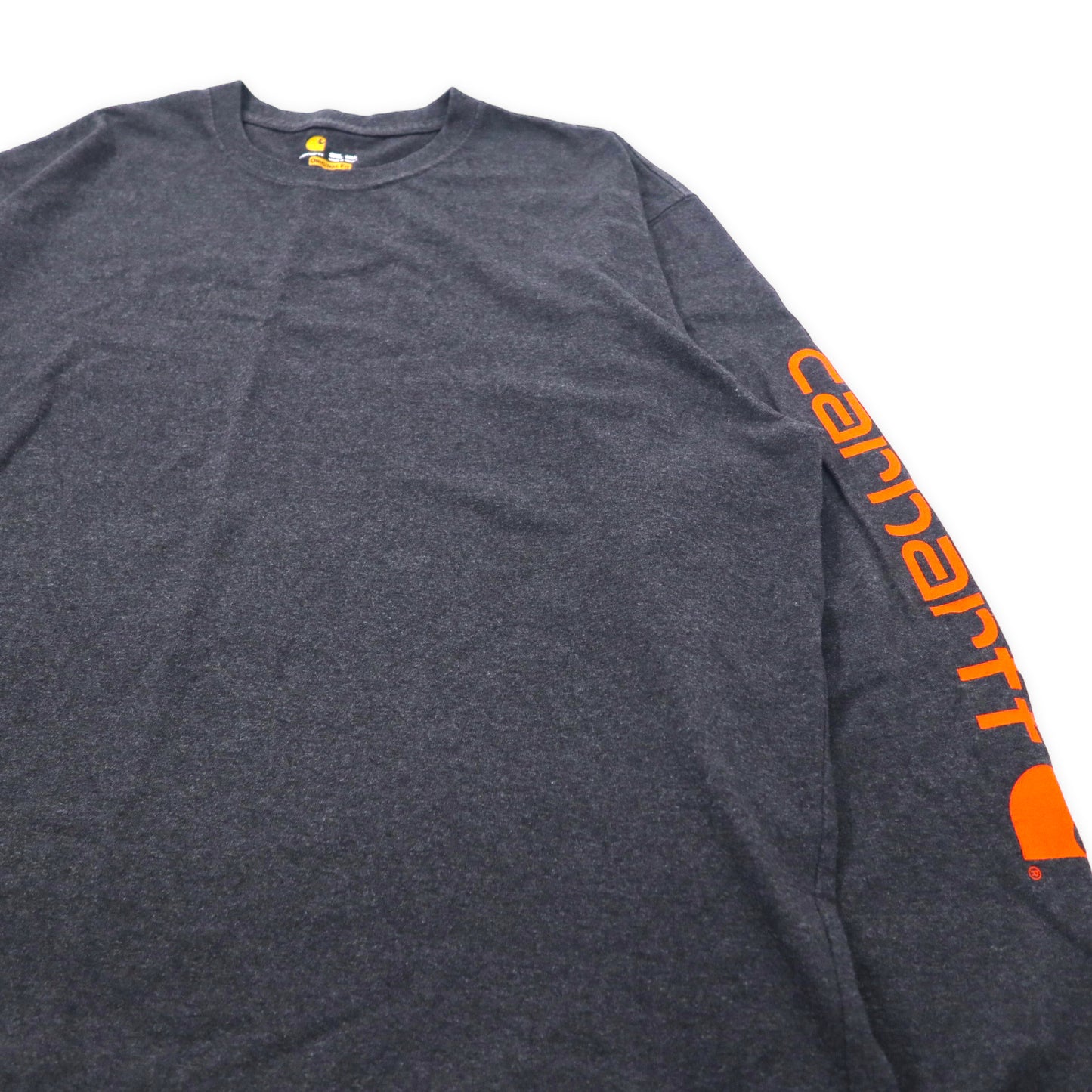 carhartt ロングスリーブ Tシャツ 3XL グレー コットン ポリエステル 袖ロゴ ビッグサイズ メキシコ製