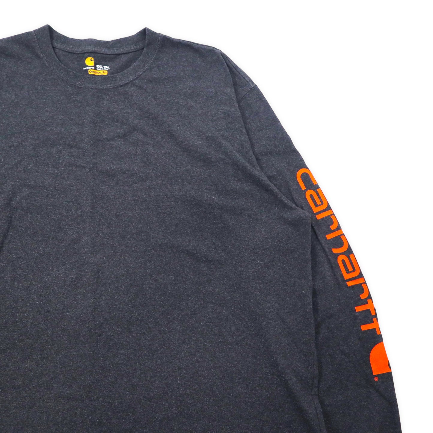 carhartt ロングスリーブ Tシャツ 3XL グレー コットン ポリエステル 袖ロゴ ビッグサイズ メキシコ製