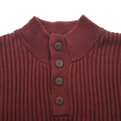 L.L.Bean ハーフボタン リブニット セーター XL ボルドー コットン JSB4